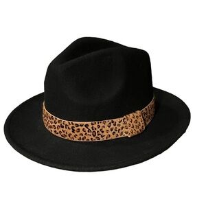 One 24 Rags Women’s Black with Leopard Trim Hat